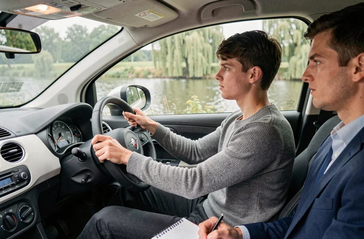 Élève de l'auto-école Plazer conduisant le long de la Touvre à Ruelle-sur-Touvre