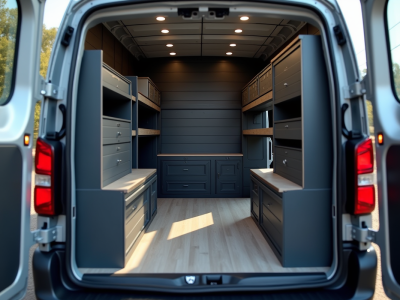 Espace de chargement Peugeot Expert organisé avec étagères