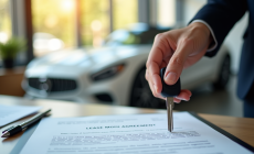 Main tenant des clés de voiture et contrat de location