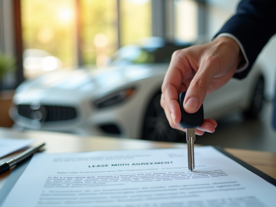 Main tenant des clés de voiture et contrat de location