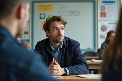 Homme attentif en formation de securite routiere