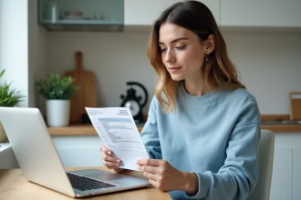 Jeune femme examine son permis de conduire français