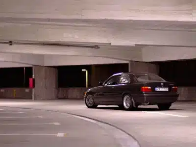 a car parked in a parking garage