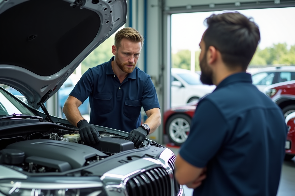 Mecanicien inspectant le moteur d
