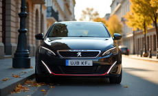 Peugeot 308 GTI stationnee en ville en plein jour