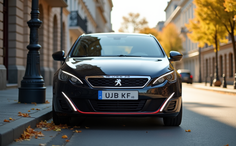 Peugeot 308 GTI stationnee en ville en plein jour